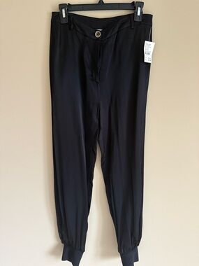 Patrizia Pepe Black Jogger Pants with Button Waist